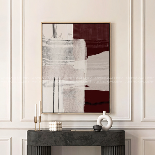 Abstract Burgandy Framed Canvas