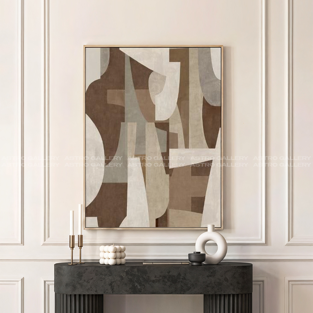 Abstract Beige Framed Canvas