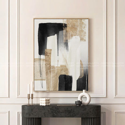 Golden Strips Framed Canvas