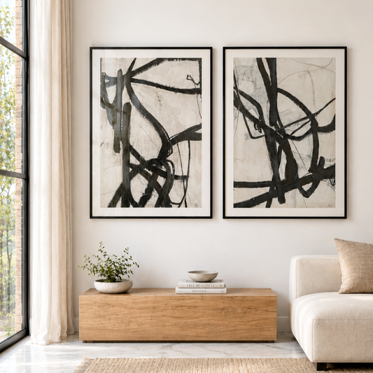 Abstracted Black Set Of Two