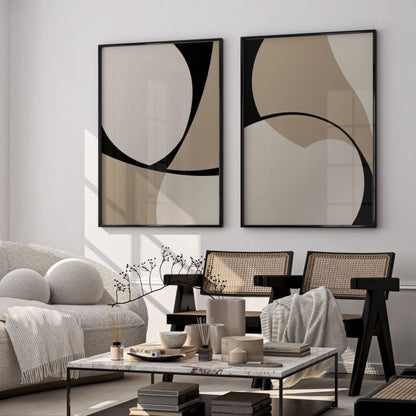 Abstracted Beige Set Of Two
