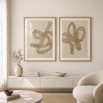 Beige Lines Set Of Two