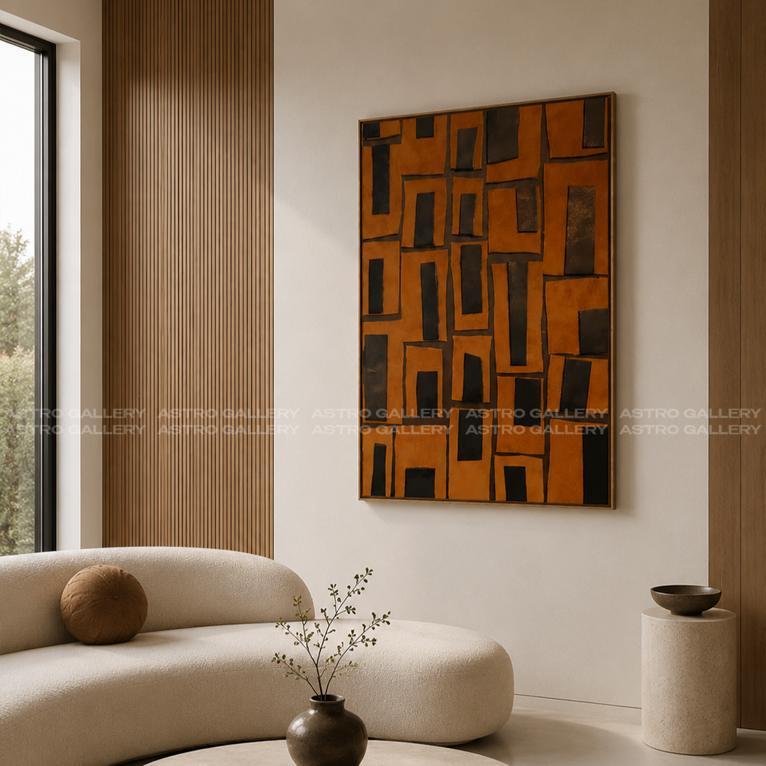 Squared holes Framed Canvas