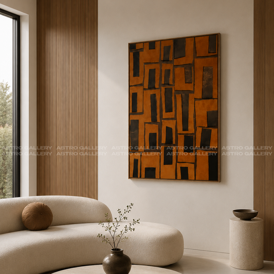 Squared holes Framed Canvas