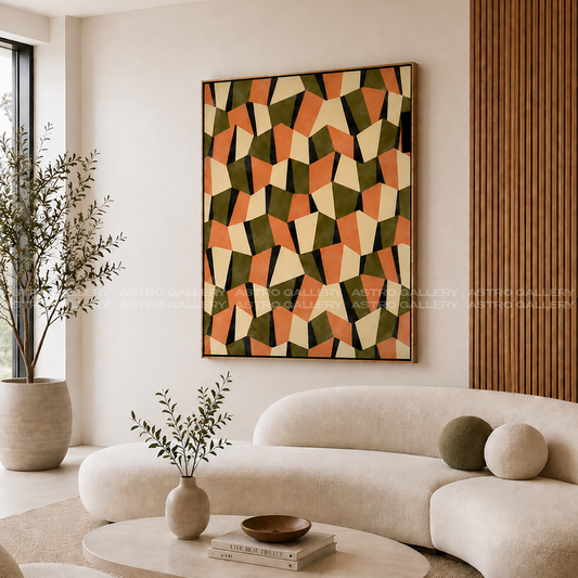Abstracted Cubes Framed Canvas